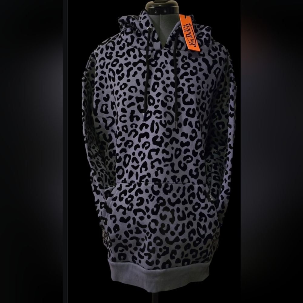 NWT Unisex Von Dutch Leopard Print Hoodie - Picture 2 of 3